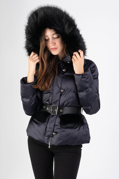 Granatowa zimowa kurtka puchowa PINKO Giradishi Imbottito