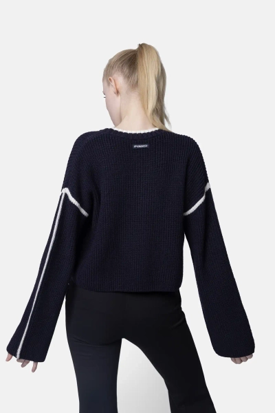 PINKO sweter z merynosów Alicudi granatowy