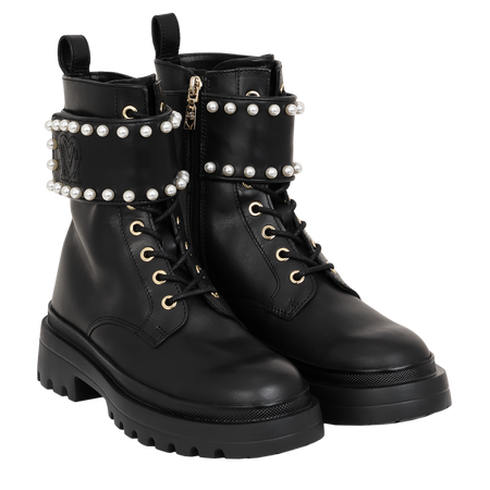 Love Moschino skórzane botki ozdobami ST.TTod.Her50 czarne
