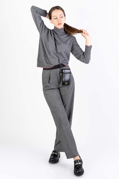 Pinko szary golf z różową lamówką Polipo