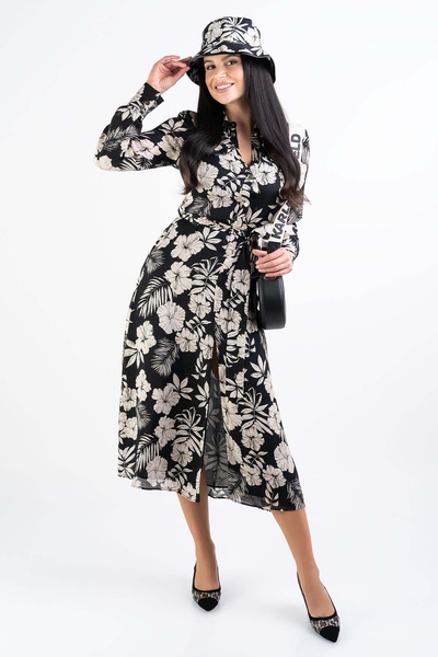 PINKO sukienka szmizjerka w kwiaty Assente czarna