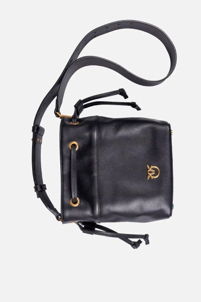 PINKO mini worek skórzany Secchiello 104303A0QO czarny