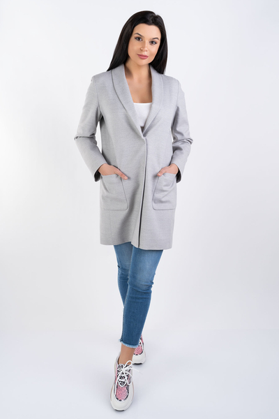 CINZIA ROCCA Płaszcz długi o marynarkowym kroju szary