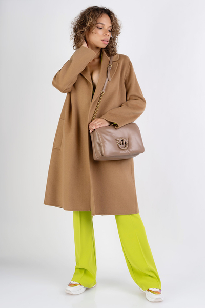 PINKO płaszcz wełniany szlafrokowy EDITOR beżowy