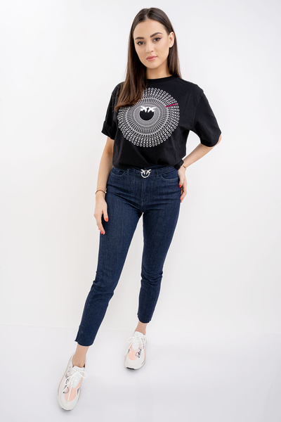 PINKO JEANSY z paskiem skinny fit GRANATOWE SUSAN 20