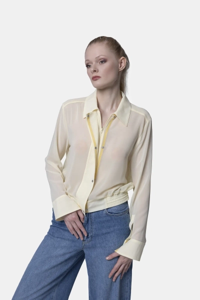 PINKO lekka szyfonowa koszula Cin Cin ecru