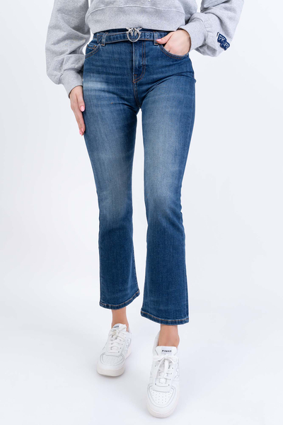 PINKO Jeansy z paskiem cropped fit niebieskie Brenda 7