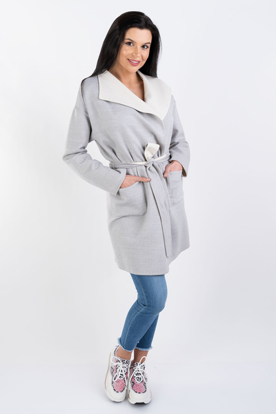 CINZIA ROCCA Płaszcz długi z paskiem szary