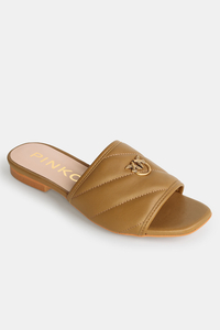 PINKO klapki skórzane Molly Ciabattina oliwkowe