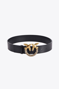 Czarny pasek na talię PINKO LOVE JEWEL WAIST SIMPLY BELT H 