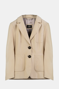 CHRIST marynarka skórzana damska Klara kremowa