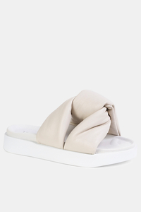 INUIKII Skórzane klapki Soft Crossed białe