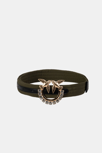 PINKO pasek materiałowy zielony z kamieniami Wilde Jewel Belt 1P21QNY691X18