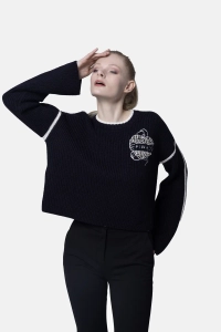 PINKO sweter z merynosów Alicudi granatowy