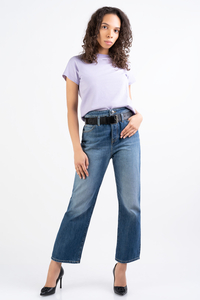 PINKO T-shirt Fioletowy z mini logo  Basico Jersey L
