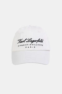 Karl Lagerfeld Czapka Z Daszkiem z napisem biała Hotel Karl Cap 