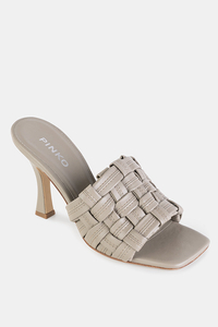 PINKO klapki damskie na kaczuszce z ekoskóry Corinna szare