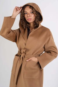 Płaszcz wełniany PINKO oversize damski z kapturem EKELON 1