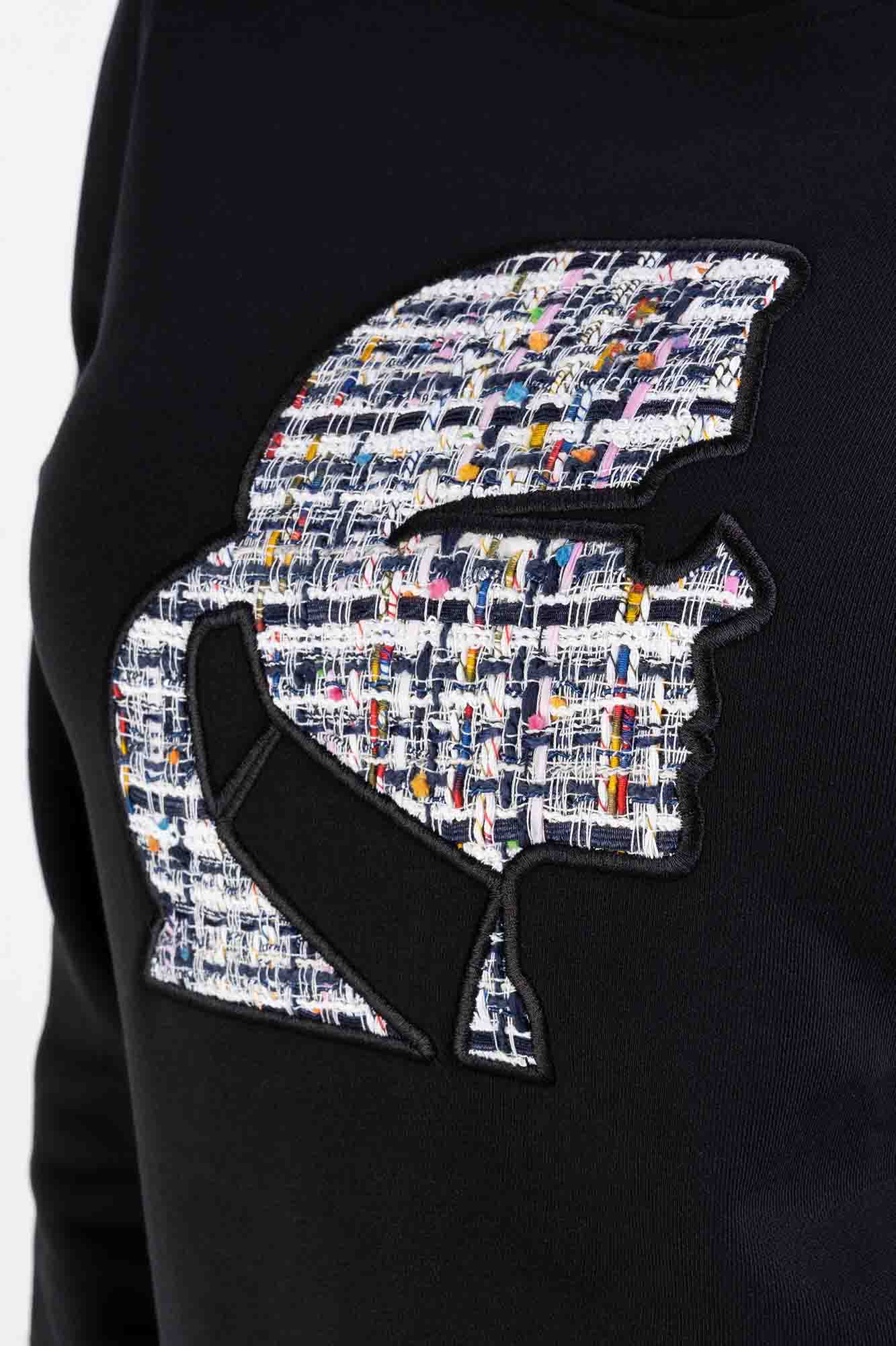 Karl Lagerfeld Bluza czarna z wizerunkiem  Boucle Profile Sweatshirt