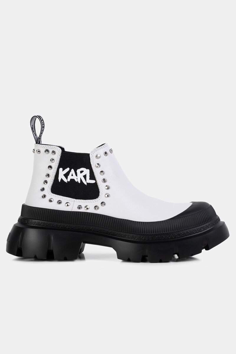 Karl Lagerfeld Botki TREKKA MAX Short Gore Stud Bt białe