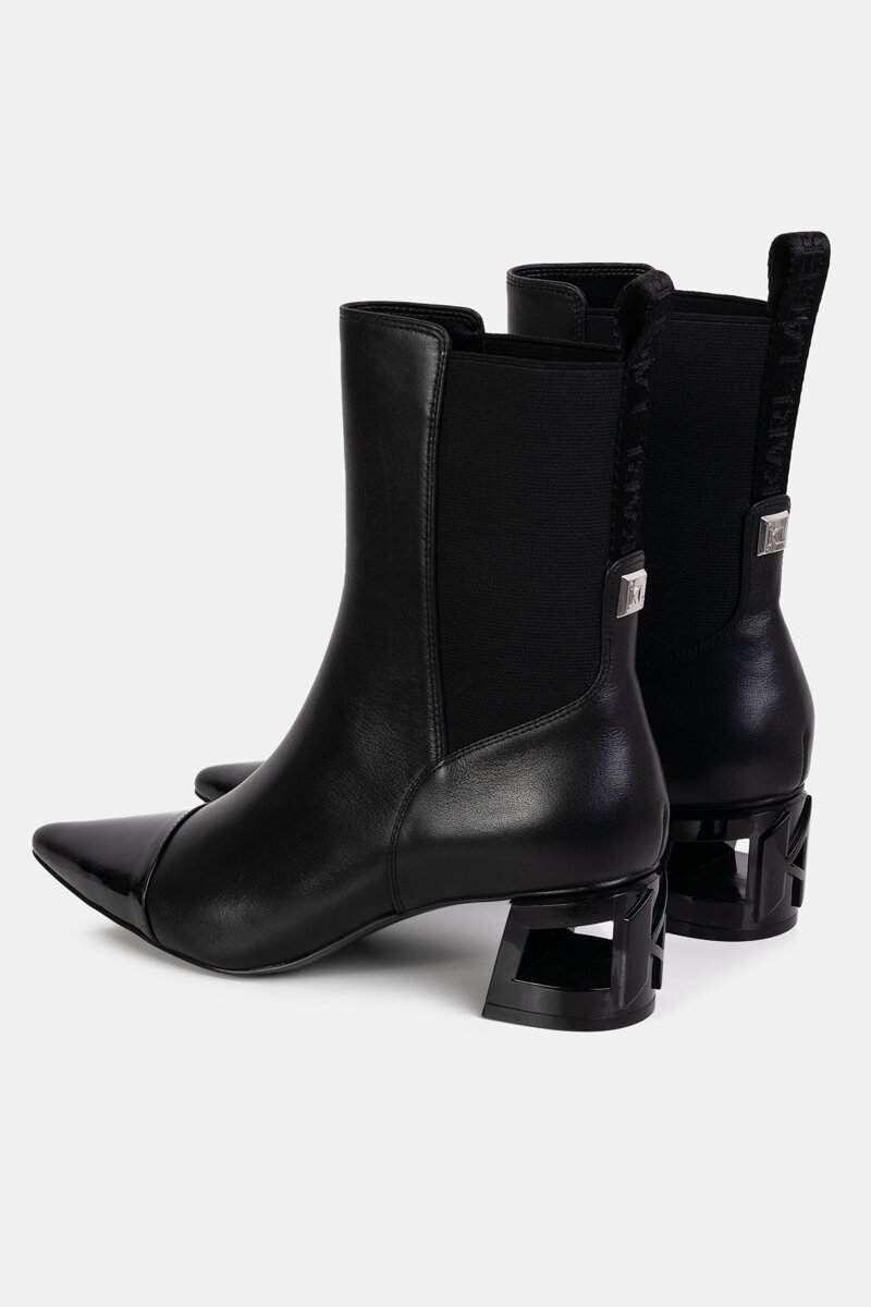 Karl Lagerfeld Czarne botki na obcasie Tetra Heel
