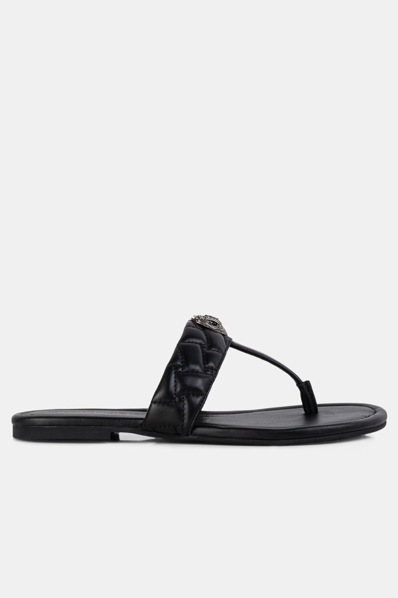 Klapki skórzane damskie Kurt Geiger T-Bar Kensington 865140010900 czarne 