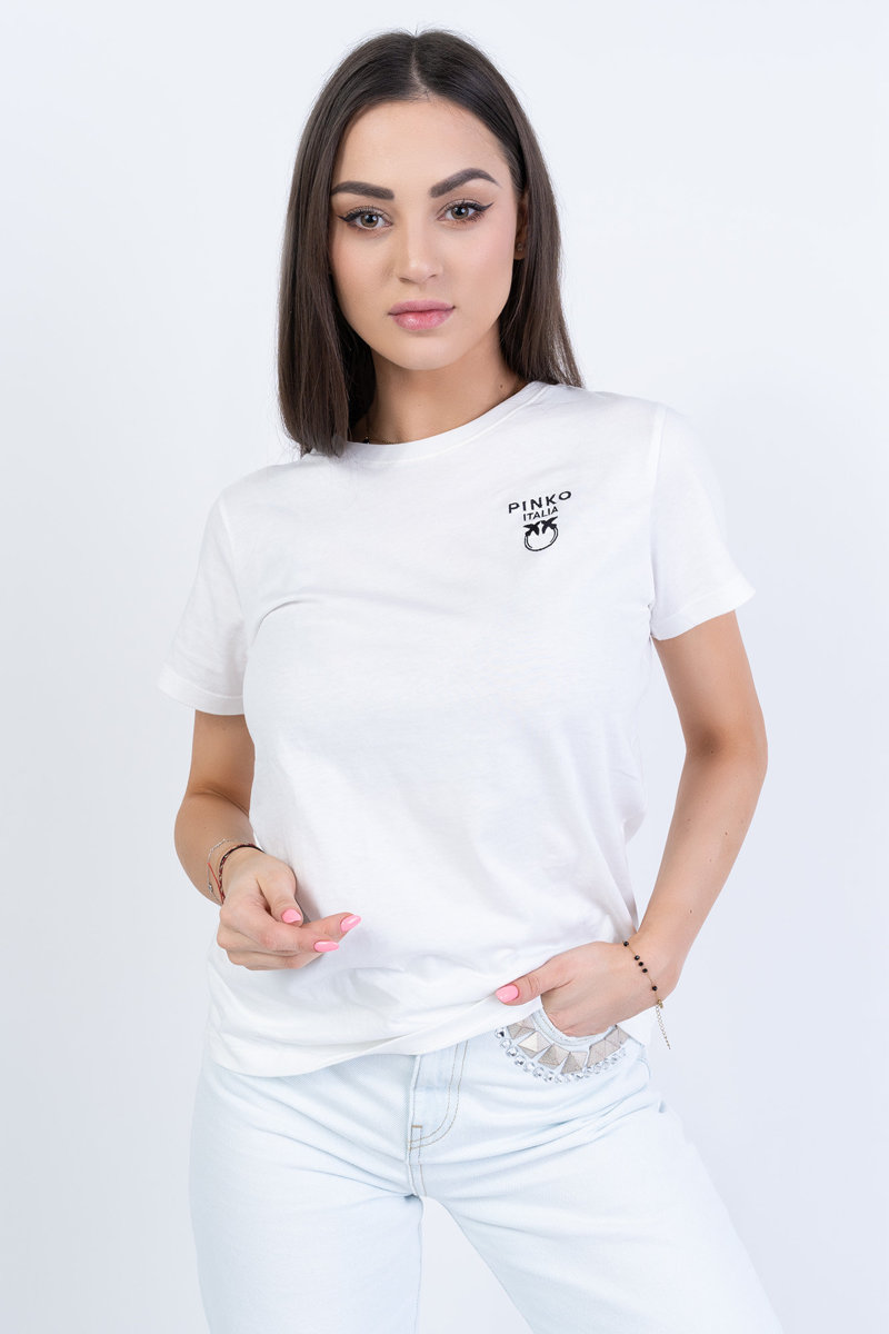 PINKO T-shirt Biały z nadrukiem logo Treviglio