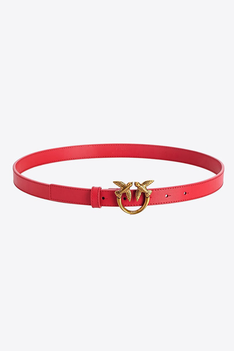 PINKO pasek ze złotą klamrą Love Berry Hips Simple Belt H2 czerwony