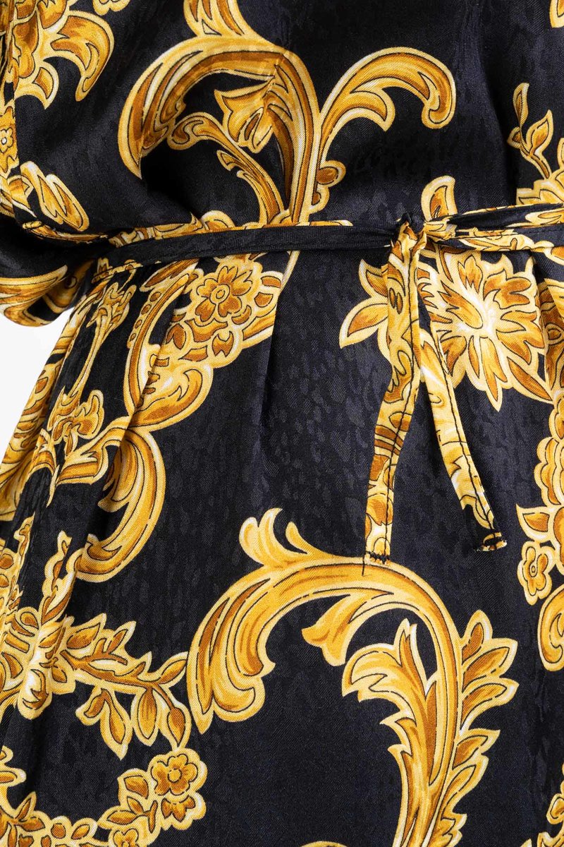 PINKO sukienka koszulowa z paskiem ADALINA czarno-złota 