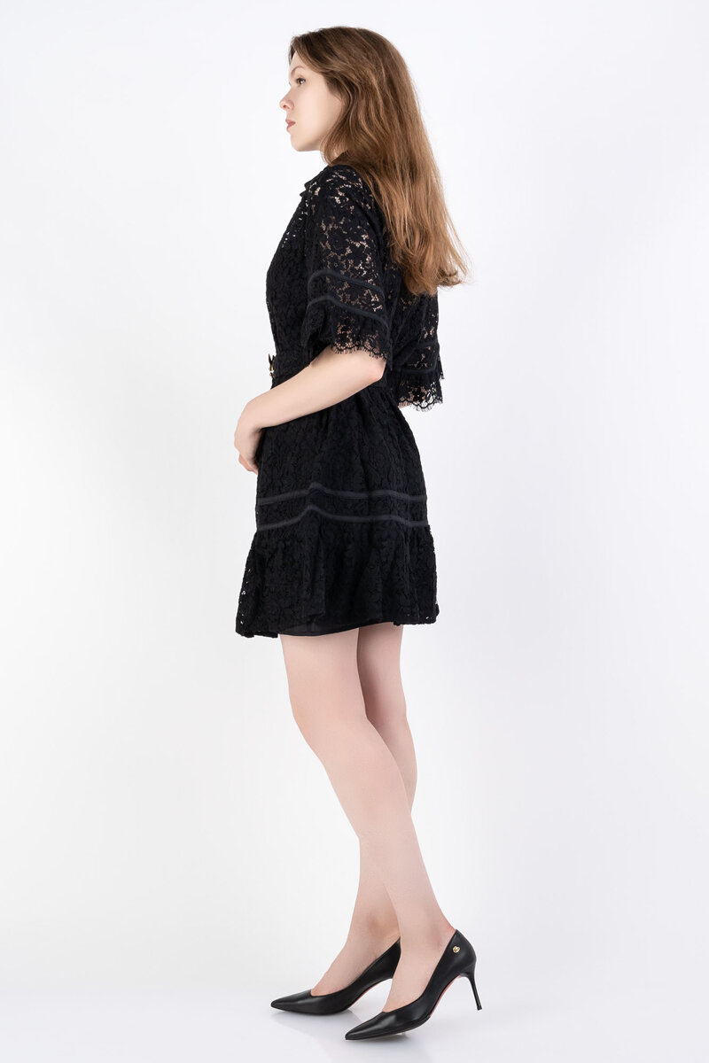 PINKO sukienka koszulowa z paskiem APOLLONIA czarna 