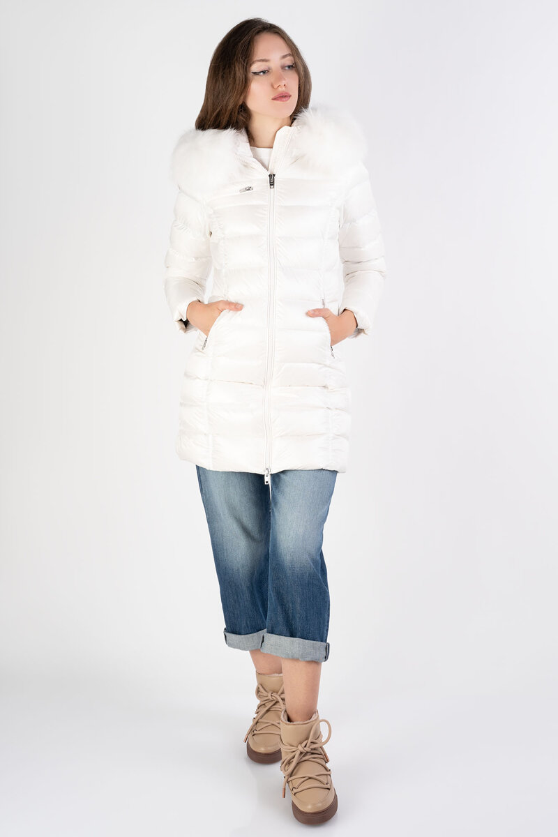 ROCKANDLUBE biała kurtka puchowa z kaputurem Catie FX Jacket