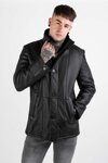 Karl Lagerfeld kożuch męski czarny Leather Jacket Lammfelljacke 61414