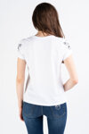 PINKO T-shirt biały z tatuażowym nadrukiem Tematico
