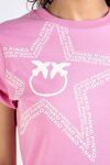 PINKO T-shirt różowy z gwiazdą i logo Acquasparta